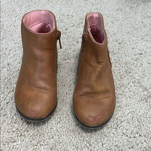 Cat & Jack Brown Ankle Booties with Side Zipper
